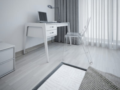gray laminate flooring in modern gray-themed room