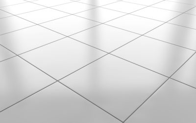 White glossy ceramic tile floor